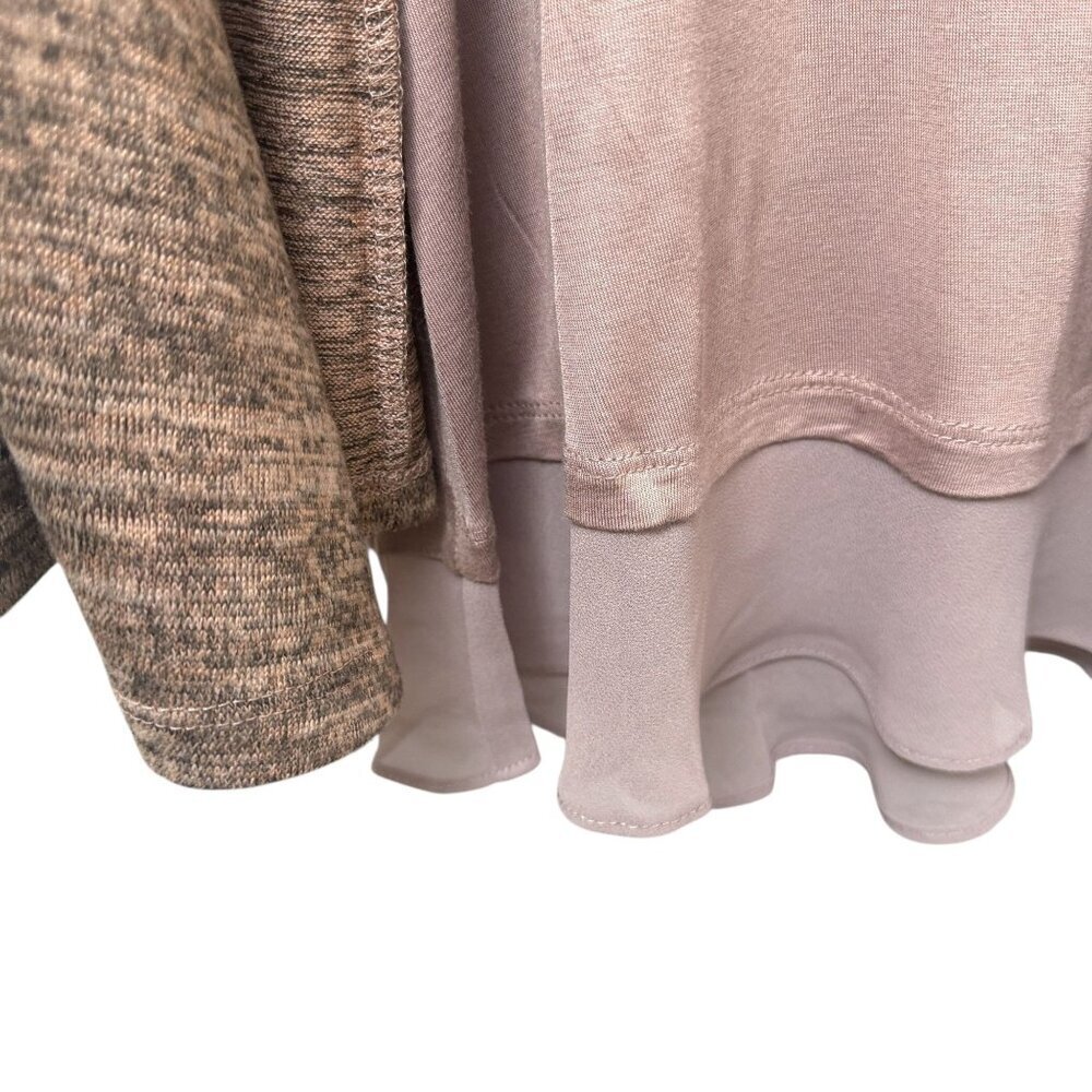 LOGO Lori Goldstein Vest & Tee Set Medium Pink Stretch Casual Boho Womens Top - Picture 8 of 10